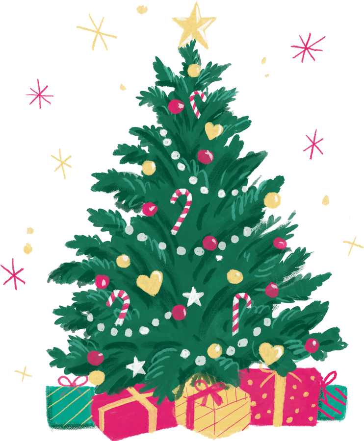 Painterly Patterned Christmas Tree